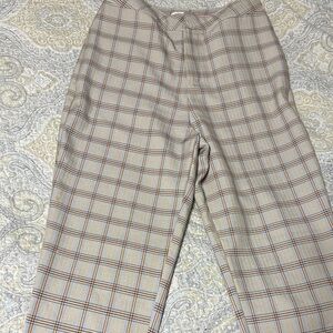 Elegant Tan Plaid Women's Trousers